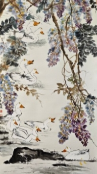 紫藤白鵝