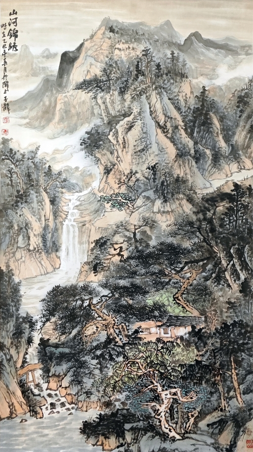 40-賀潤學(xué)-中國石油天然氣股份有限公司-國畫-山河錦繡-180X95cm(外框234x107)