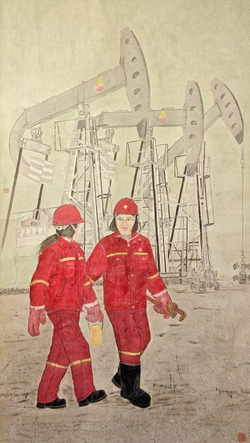 42-夏秋-中國石油天然氣集團(tuán)有限公司-石油花-國畫-220X133cm-外框尺寸-272X148CM