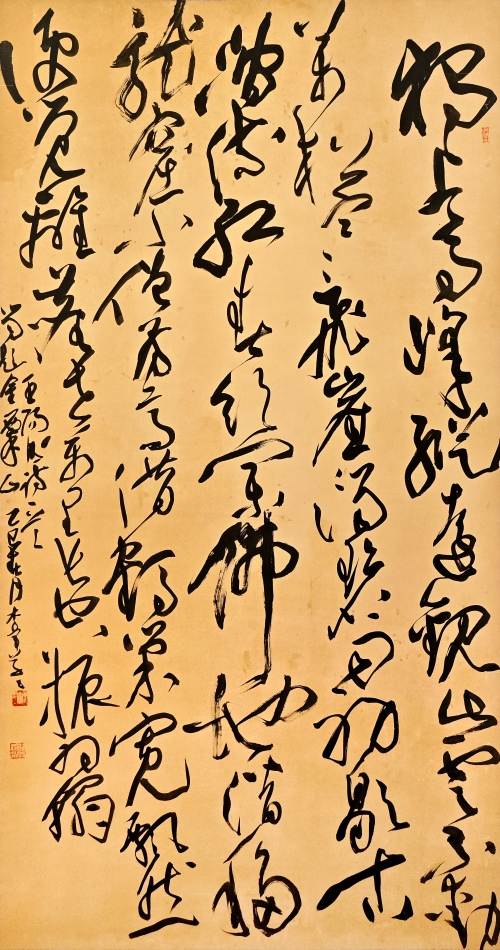 102-李軍-浙江省能源集團(tuán)有限公司-王陽明詩《留題金粟山》-草書-180×97cm-外框尺寸234X107cm
